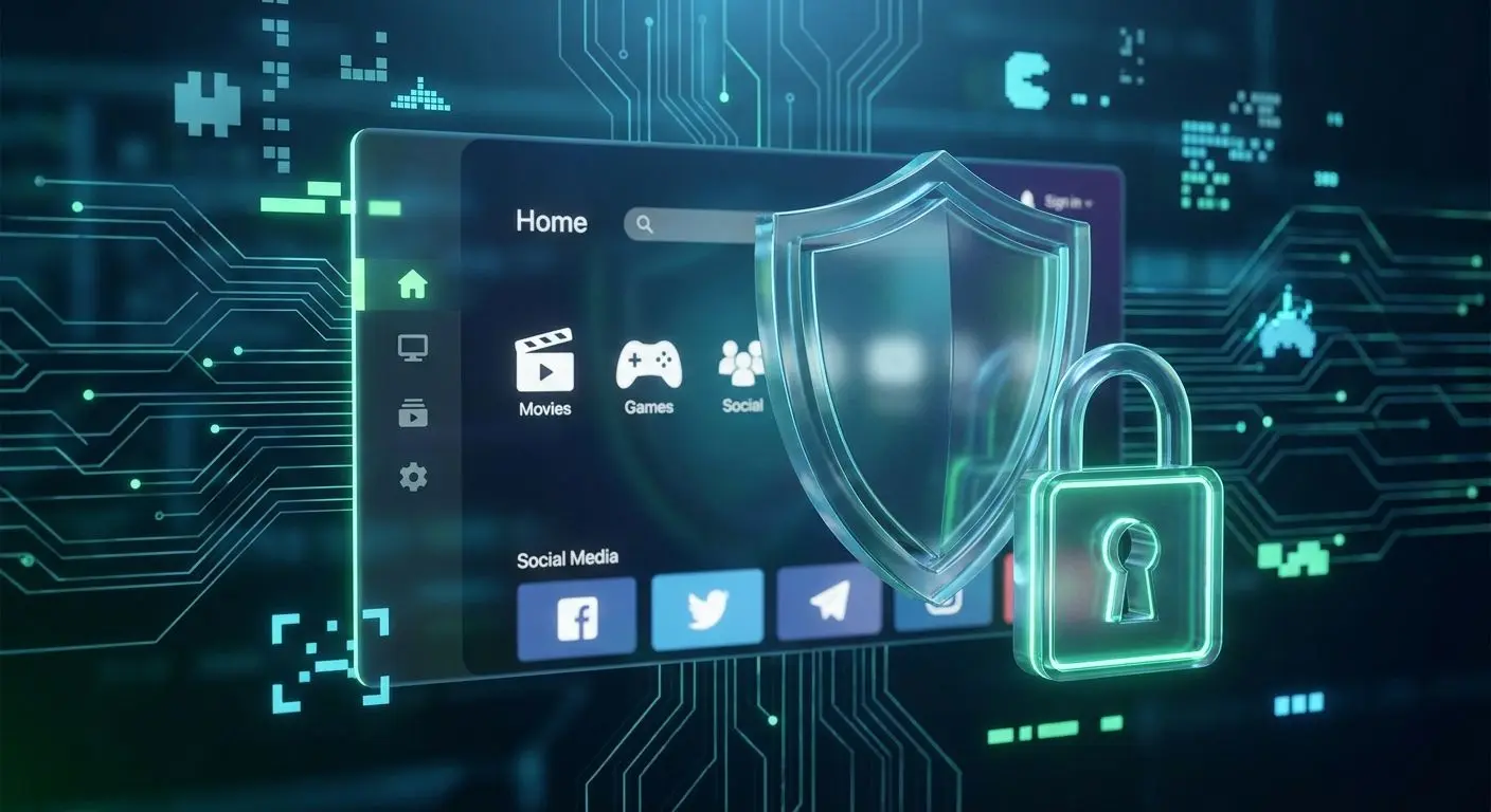 Secure Account Protection Illustration Digital shield and lock symbolizing secure account login protection