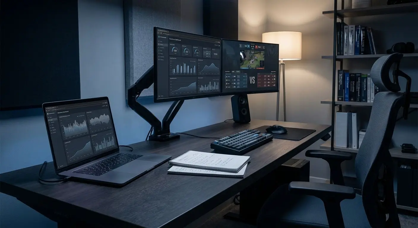 Author expertise and promo analysis workspace Professional analyst workspace used for reviewing online bingo promotions