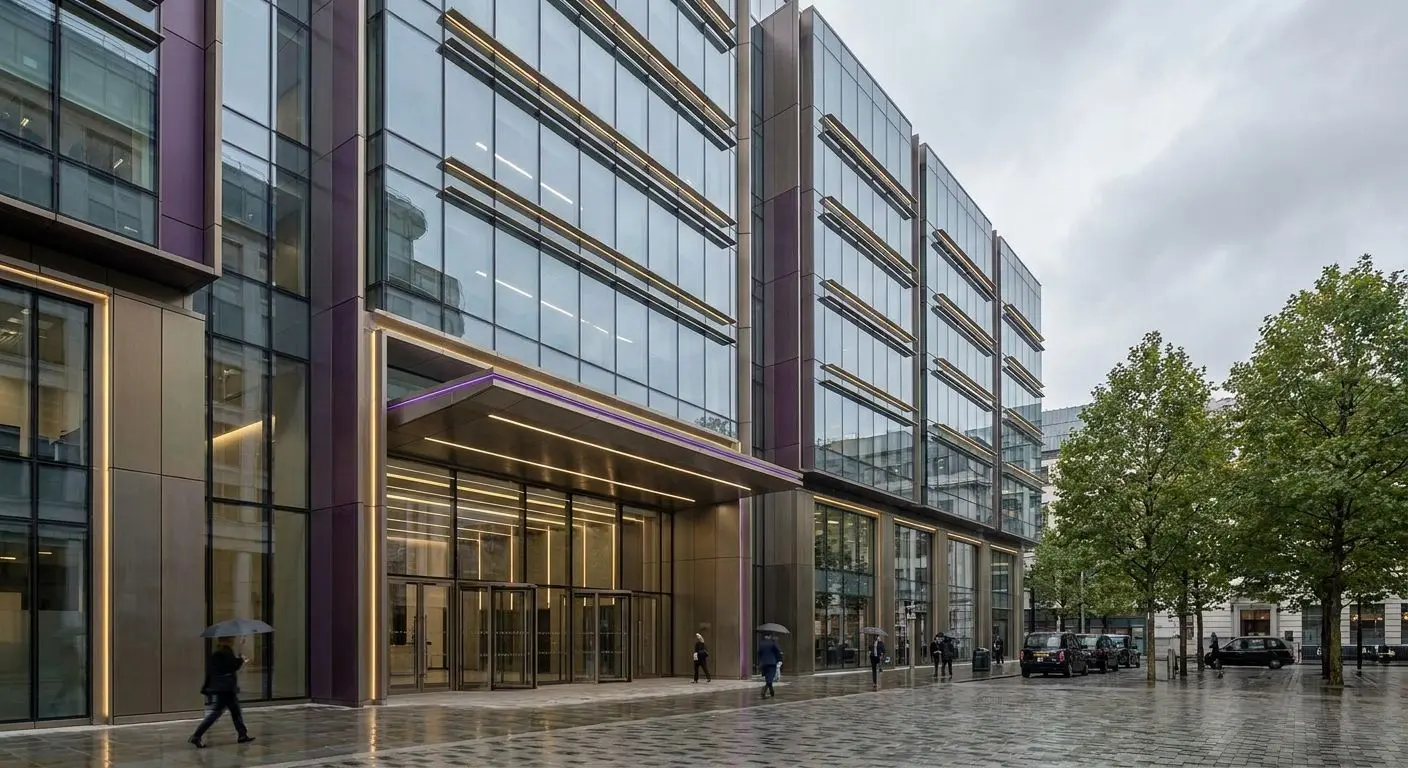 Modern London head office style building representing PlayOJO corporate headquarters