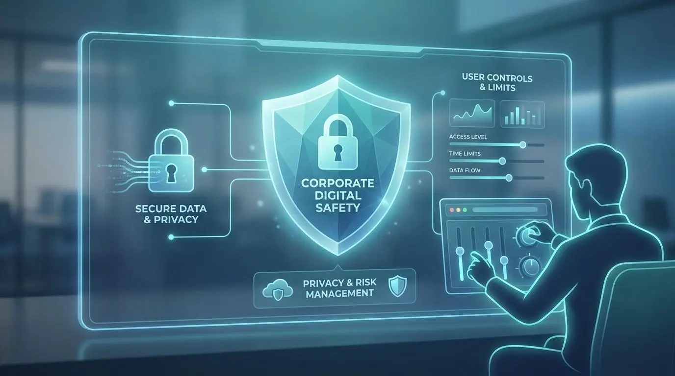 PlayOJO safety, legal and data protection overview Digital safety and responsible play infographic with shield and data lock