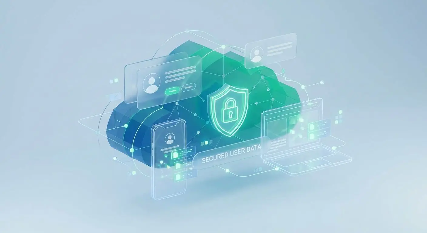 Secure User Data Protection Visual Protected player data and secure account interface illustration