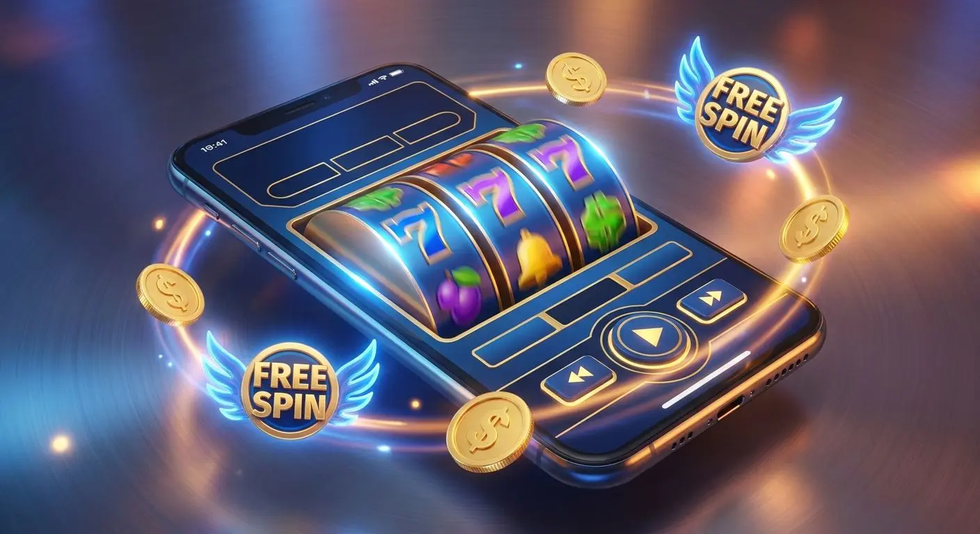 Free spins slot illustration on a mobile screen
