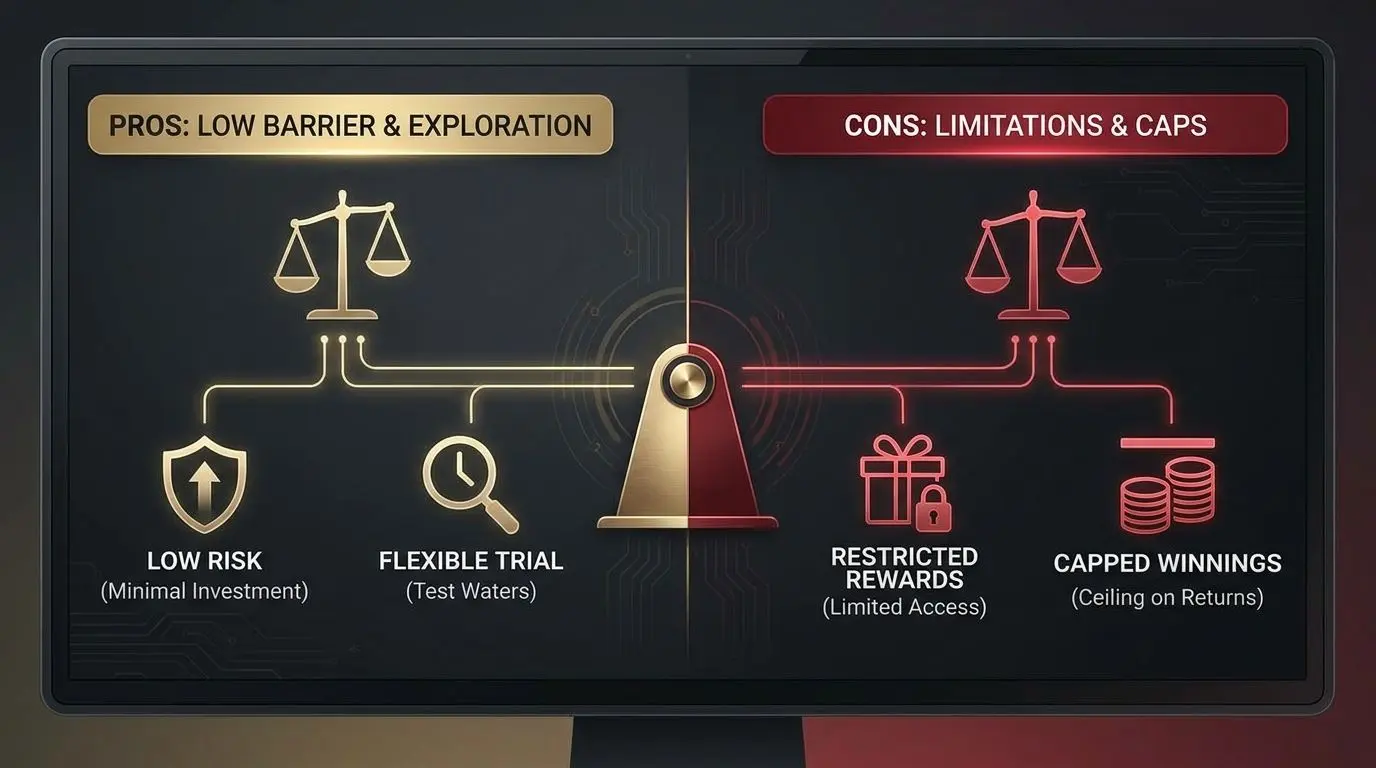 Pros and cons infographic for free entry bonus offers
