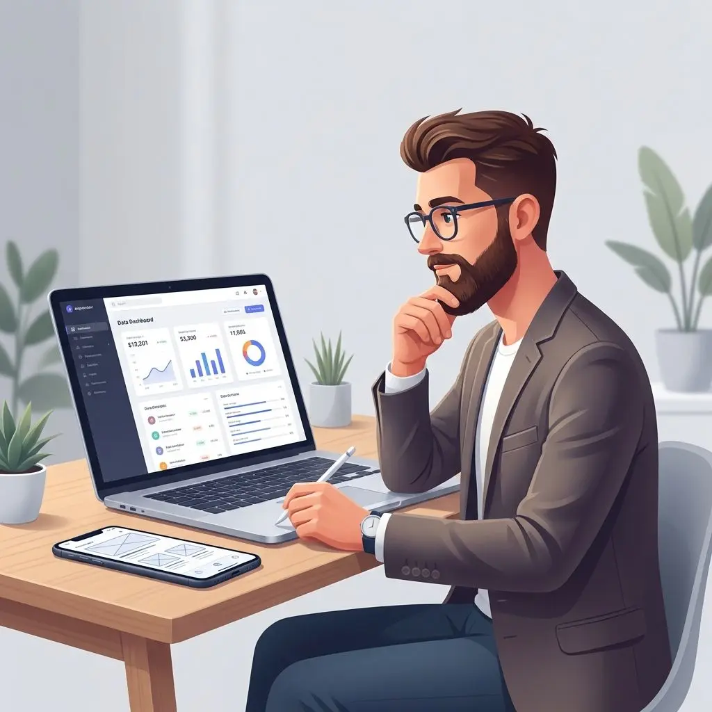 Illustrated avatar of a mobile app and iGaming content author