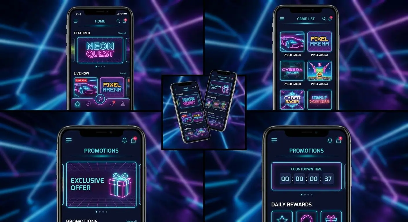 PlayOJO mobile features overview Collage of PlayOJO mobile screens with games and promotions