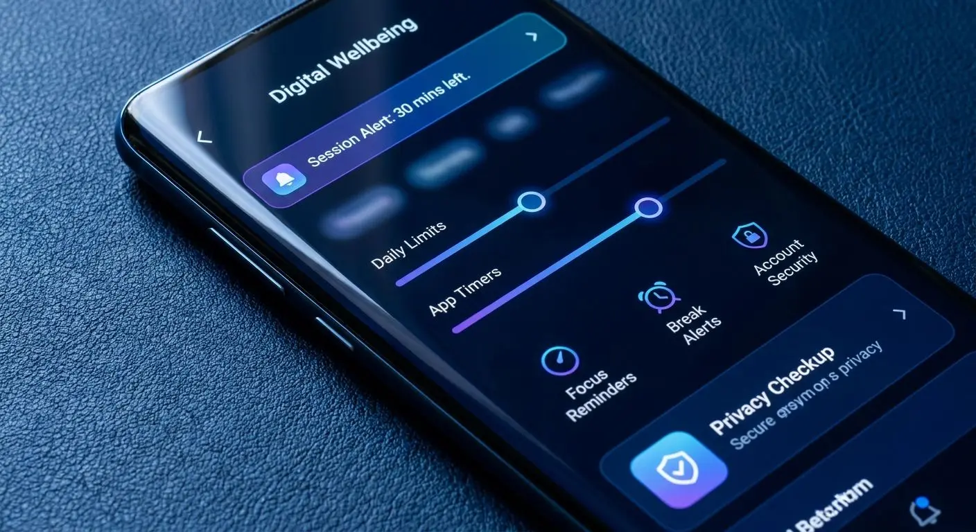 Mobile dashboard showing safer play limits and reminders