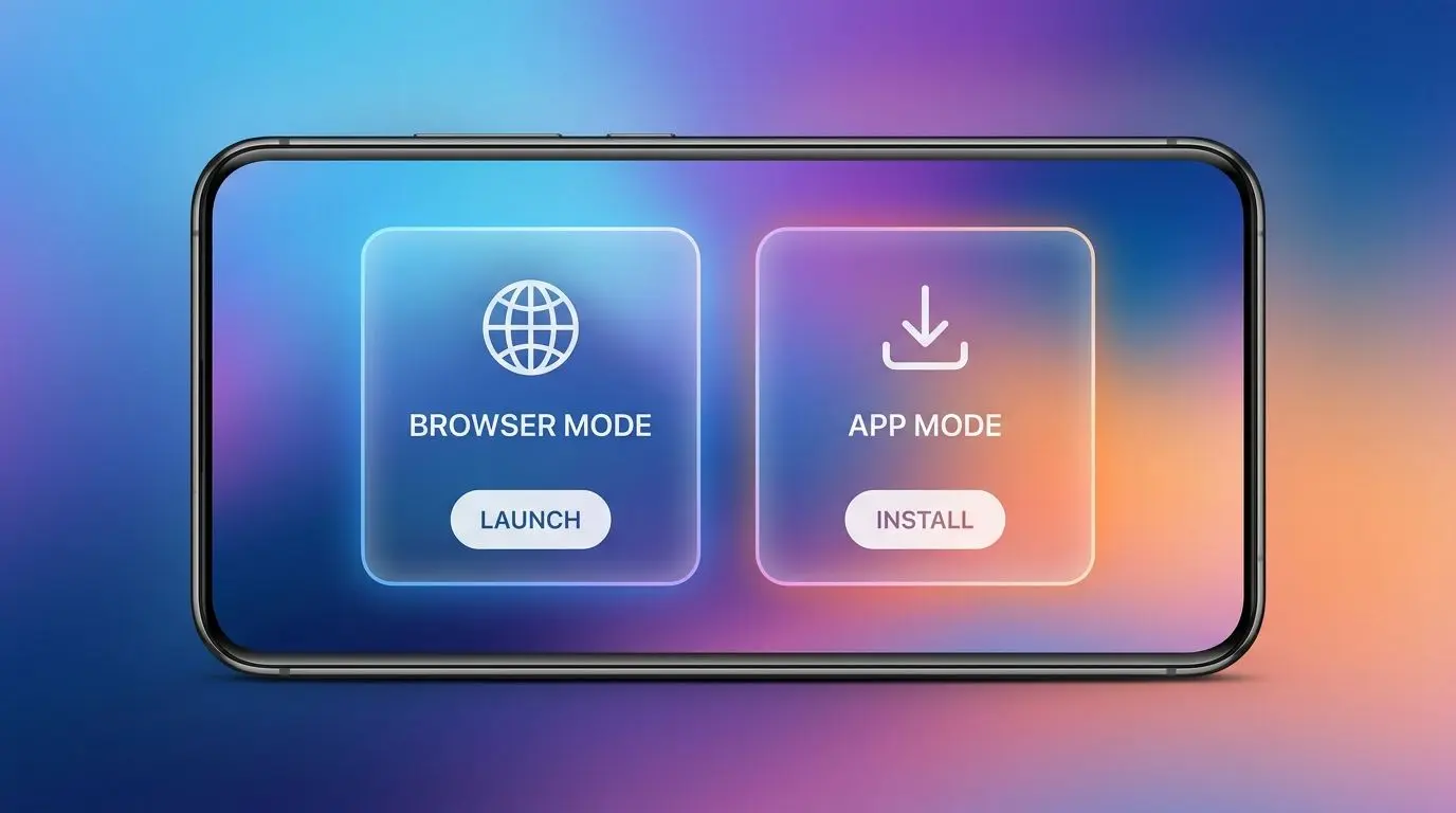 Smartphone screen showing browser and app play options