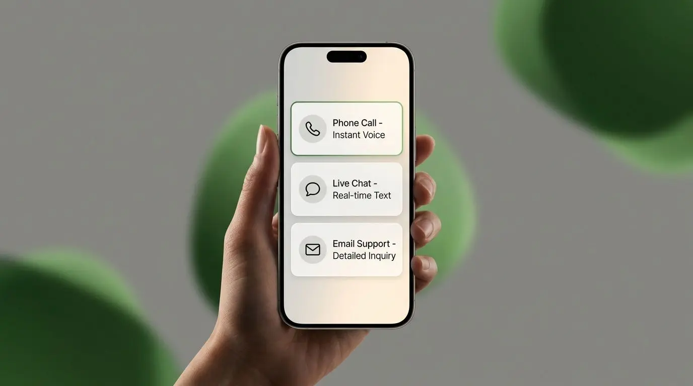 Comparison of phone, live chat and email support channels
