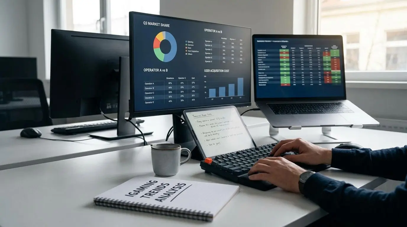 Analyst reviewing promotional terms on a laptop