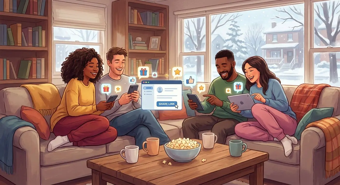 Sharing PlayOJO with friends Friends sharing an online gaming invite in a social setting