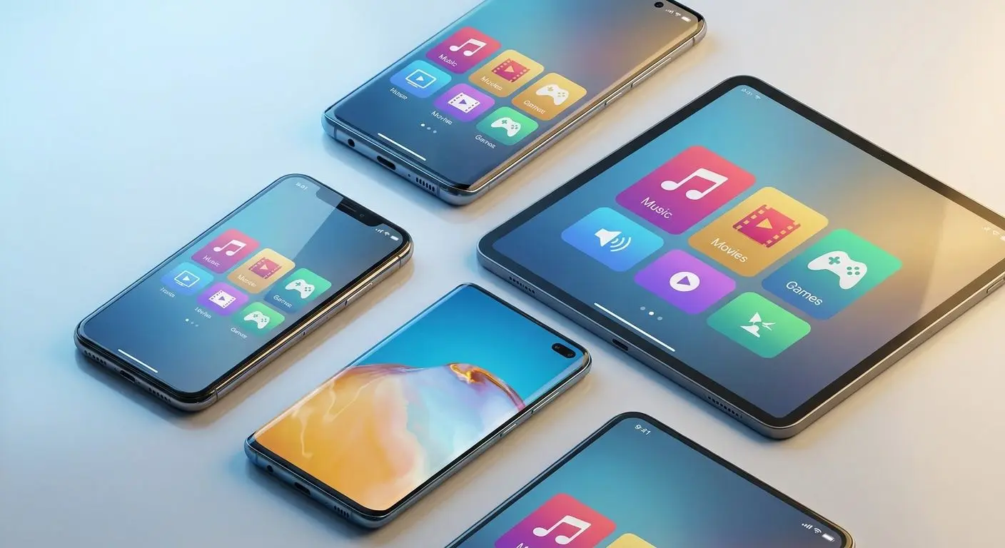 Different mobile devices showing a consistent app interface