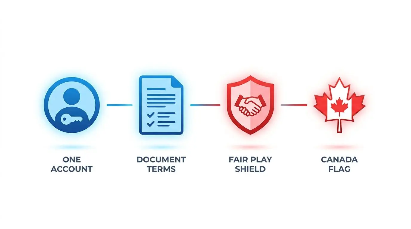 Key bonus rules at a glance Infographic showing key bonus rules for Canadian players