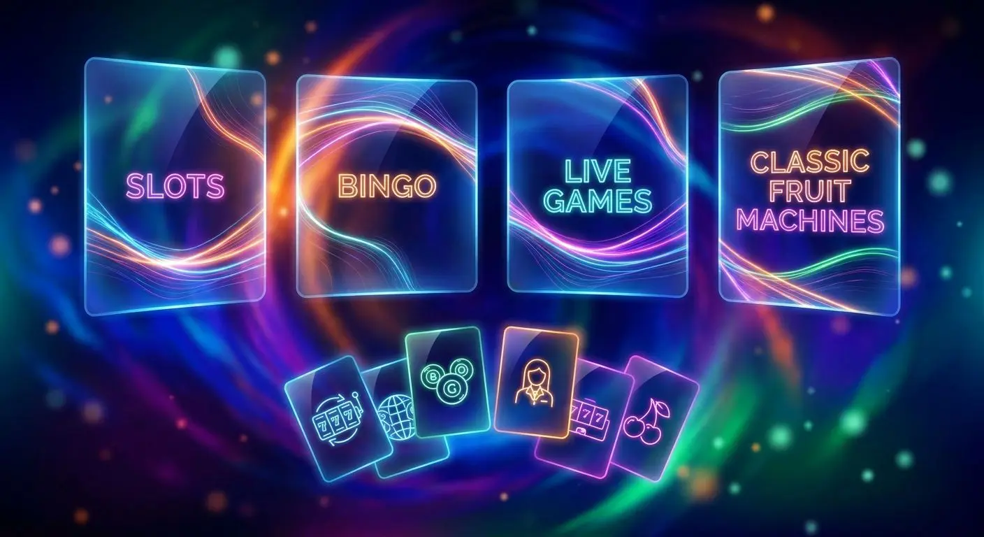 Online Game Lobby with Slots and Bingo Abstract online game lobby with slots and bingo categories