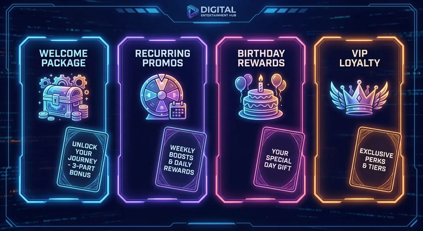 Comparison of welcome package and other reward types in a digital interface