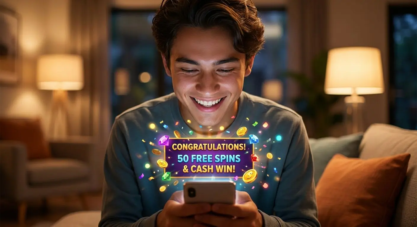 Happy player receiving a Prize Twister reward on mobile
