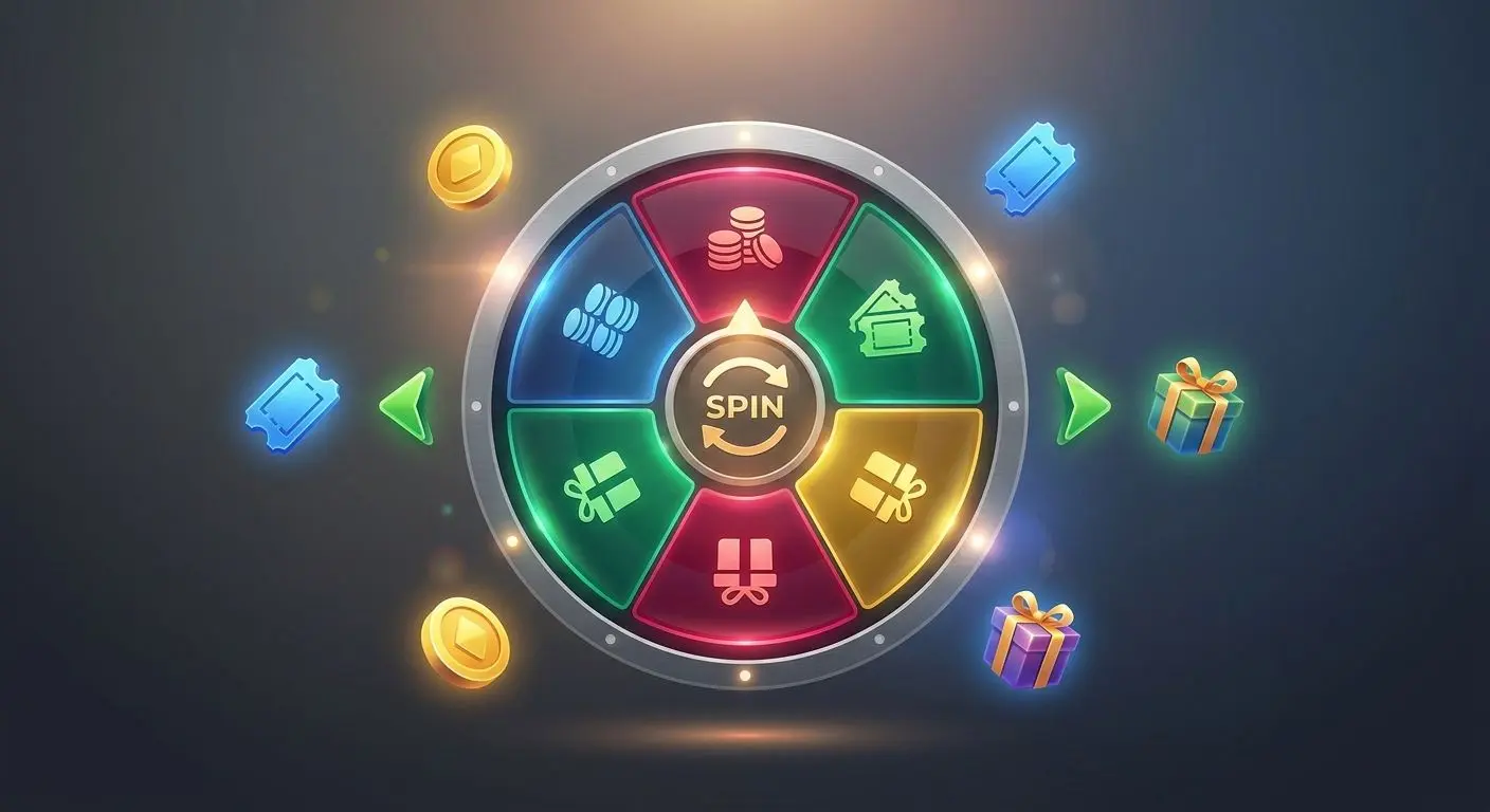 PlayOJO Wheel Experience Overview Prize Twister wheel with reward icons and neutral promo background