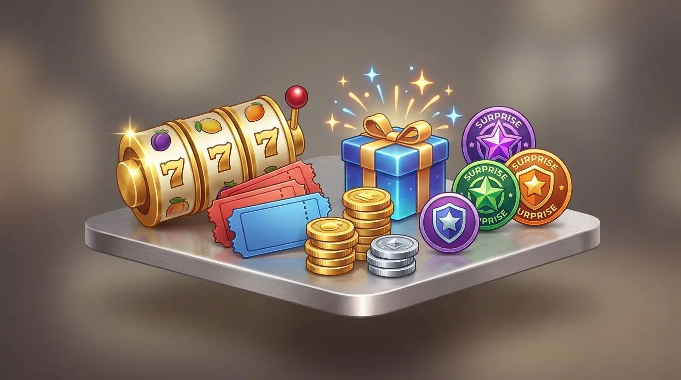Typical Reward Types on the PlayOJO Wheel Reward icons showing spins, tickets, coins and gift perks