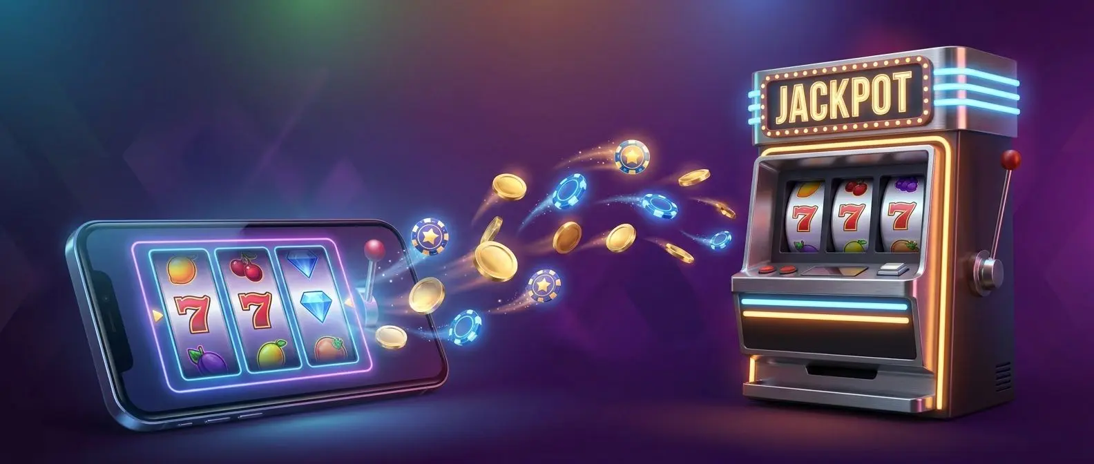 PlayOJO zero funding reward banner with smartphone, slot-style machine and floating coins